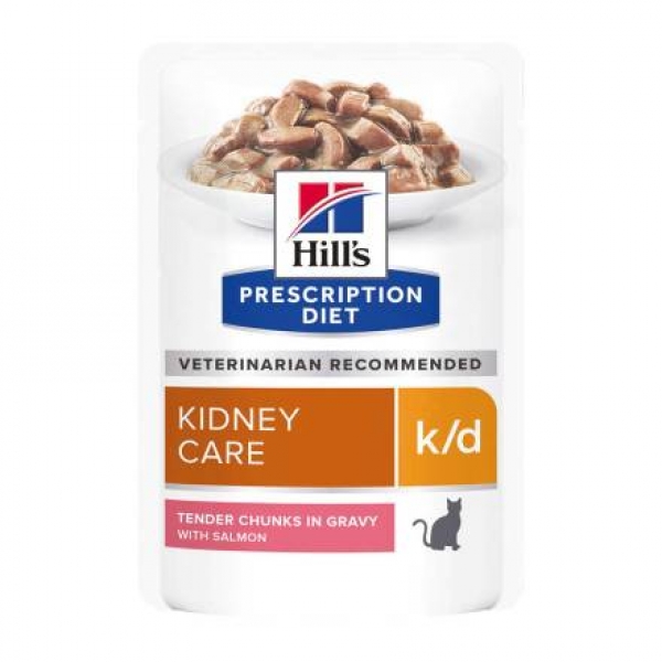 Hill's вет.консервы Prescription Diet k/d Kidney Care влажный диетический корм для кошек при хронической болезни почек, с лососем