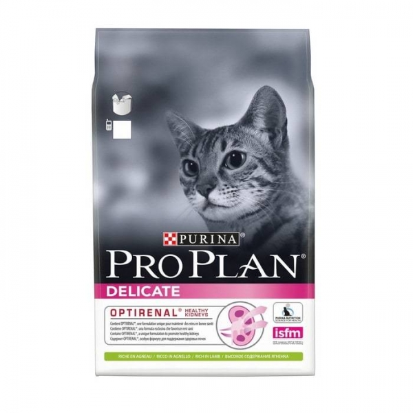Purina Pro Plan Сухой корм для взрослых кошек с чувствительным пищеварением с ягненком Adult Delicate