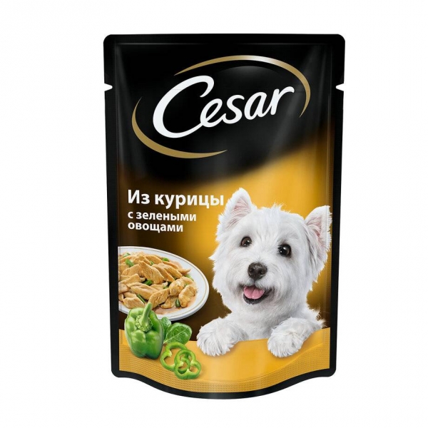 CESAR влажный корм для взрослых собак, курица с зелеными овощами