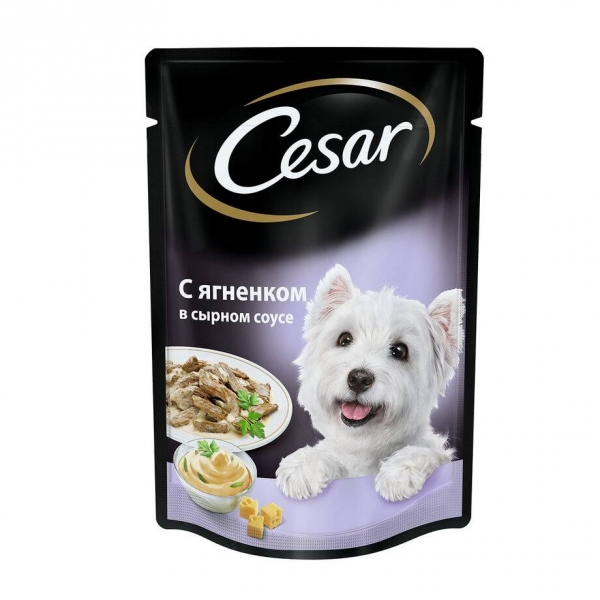 CESAR влажный корм для взрослых собак, ягненок в сырном соусе