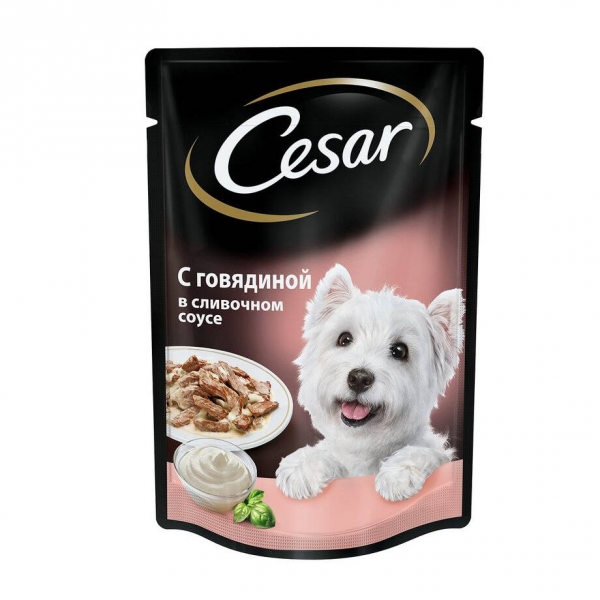 CESAR влажный корм для взрослых собак, говядина в сливочном соусе
