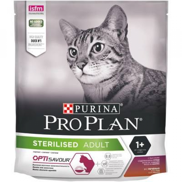 Purina Pro Plan для стерилизованных кошек и кастрированных котов, с уткой и печенью, Sterilised Duck