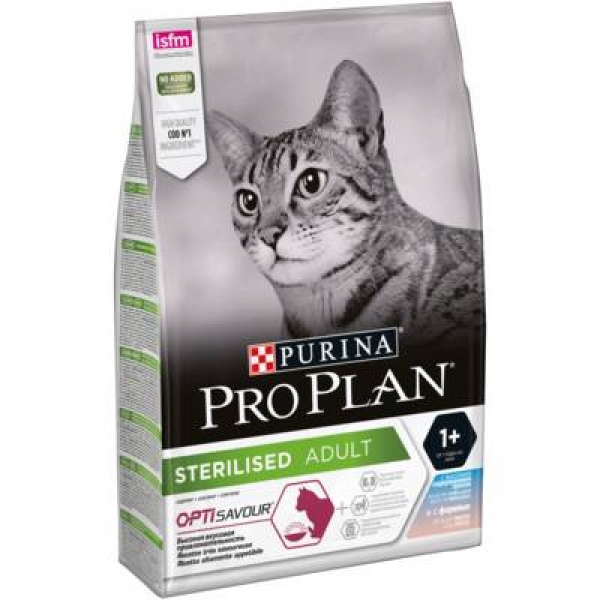 Purina Pro Plan для кастрированных котов и стерилизованных кошек, с треской и форелью, Opti Savuor Sterilised Adult