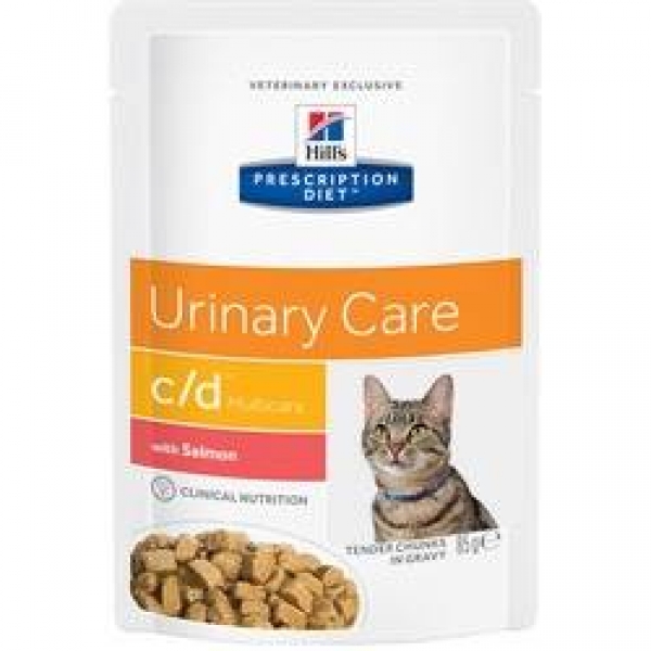 Hill's вет.консервы Prescription Diet c/d Multicare Urinary Care, влажный диетический корм для кошек при профилактике мочекаменной болезни (МКБ), с лососем 