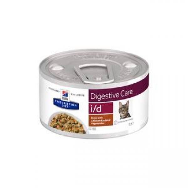 Hill's вет.консервы Prescription Diet i/d Рагу, влажный диетический корм для кошек при расстройстве жкт, с курицей и добавлением овощей