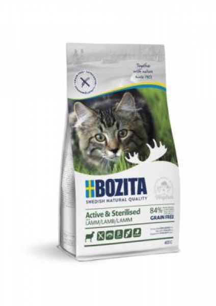 Bozita беззерновой сухой корм для взрослых и растущих стерилизованных кошек, ведущих активный образ жизни, с мясом ягненка