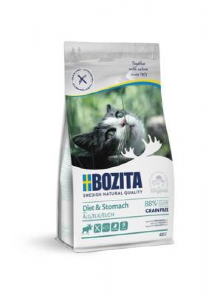 Bozita сухой беззерновой корм для кошек с чувствительным пищеварением, избыточным весом и для кошек старше 7 лет, с мясом лося