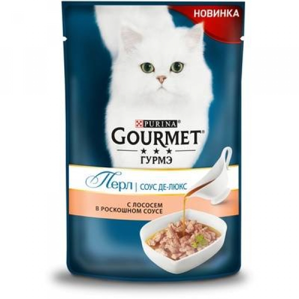 Gourmet влажный корм Перл Соус Де-люкс для кошек, с лососем в роскошном соусе, Gourmet Perl
