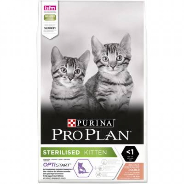 Purina Pro Plan для стерилизованных котят, с высоким содержанием лосося, Sterilised Kitten Salmon