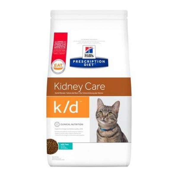 Hill's Prescription Diet k/d Kidney Care сухой диетический, для кошек при профилактике заболеваний почек, с тунцом