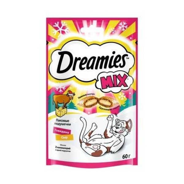 Лакомство Dreamies™ для взрослых кошек с говядиной и сыром «MIX (Микс) говядина, сыр»