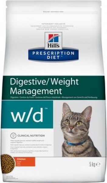 Hill's Prescription Diet w/d Digestive сухой диетический, для кошек при поддержании веса и сахарном диабете, с курицей/срок 31.12.22г.