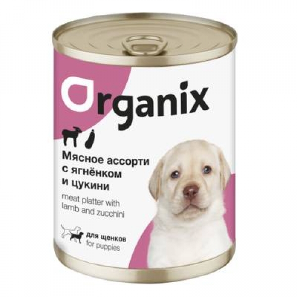 Organix консервы для щенков Мясное ассорти с ягнёнком и цукини
