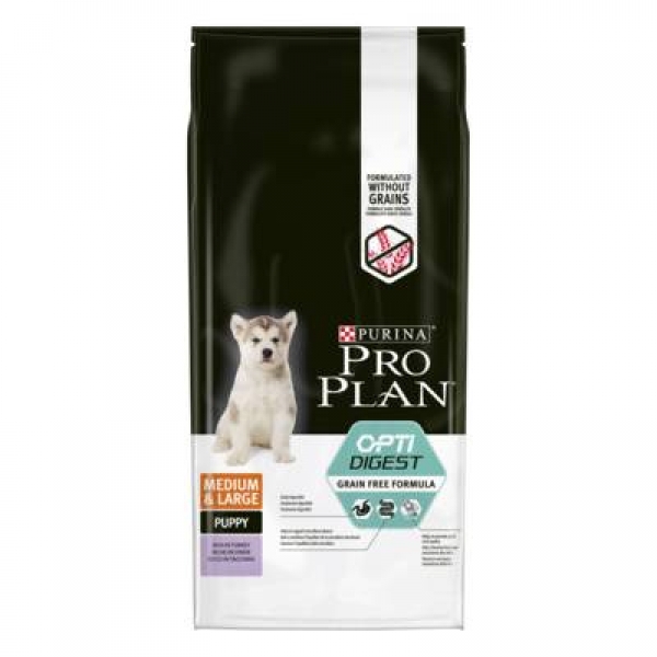 Purina Pro Plan Grain Free Formula (беззерновой) для щенков средних пород с чувствительным пищеварением, с индейкой