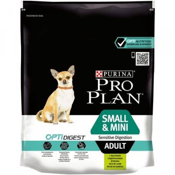 Purina Pro Plan для взрослых собак мелких и карликовых пород с чувствительным пищеварением, с высоким содержанием ягненка