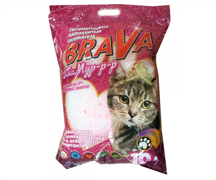 БРАВА ГЛАМУР селикагелевый наполнитель для кошек с ароматом полевых цветов