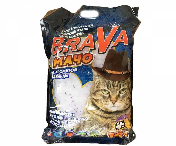 БРАВА МАЧО селикагелевый наполнитель для кошек с ароматом лаванды