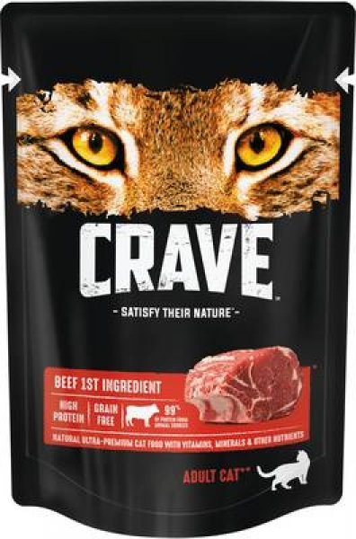 Crave полнорационный консервированный корм для взрослых кошек, с говядиной в желе