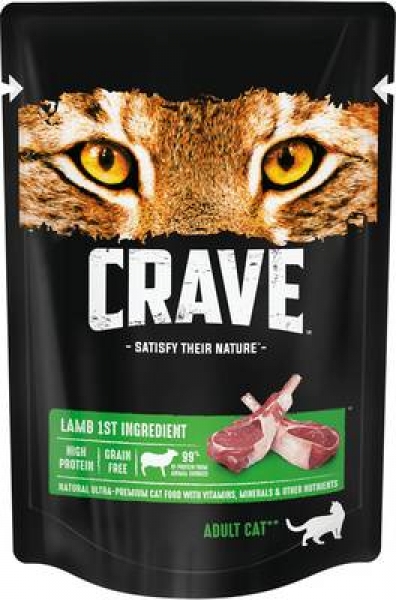 Crave полнорационный консервированный корм для взрослых кошек, с ягнёнком в желе