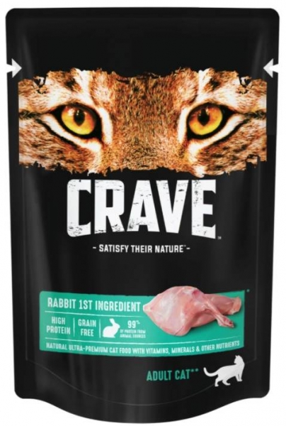 Crave полнорационный консервированный корм для взрослых кошек, с кроликом в желе