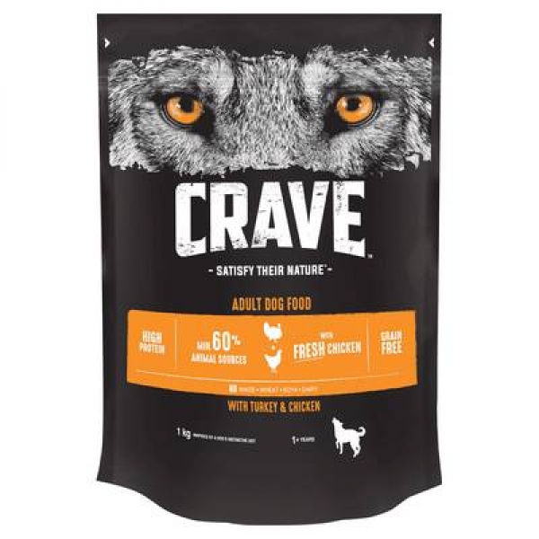 Crave сухой корм для взрослых собак, с курицей и индейкой