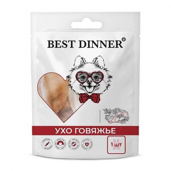 Best Dinner лакомство сушенное для собак «Ухо говяжье»