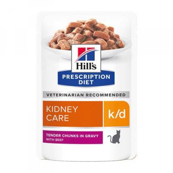 Hill's вет.консервы Prescription Diet k/d Kidney Care влажный диетический корм для кошек при хронической болезни почек, с говядиной