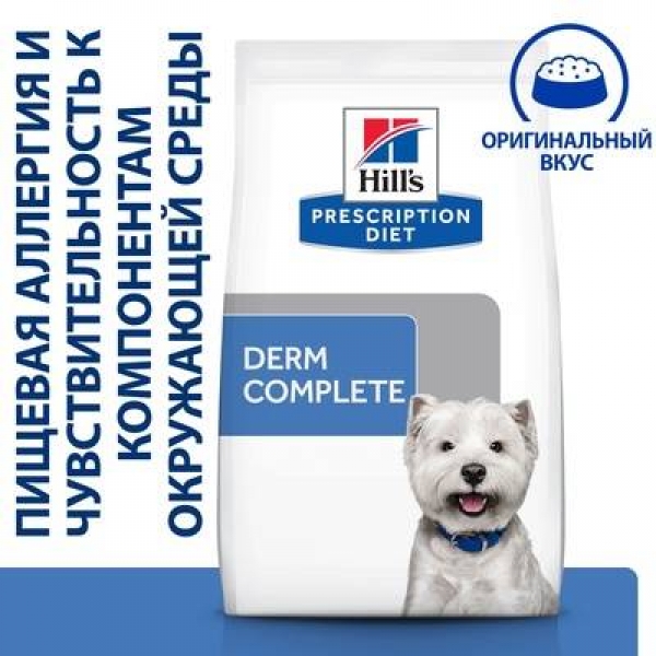 Hill's Prescription Diet Сухой диетический корм для взрослых собак мелких пород Derm Complete Mini при аллергии