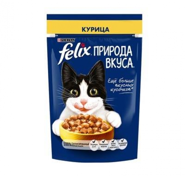 Felix влажный корм Природа вкуса для взрослых кошек, с курицей в соусе