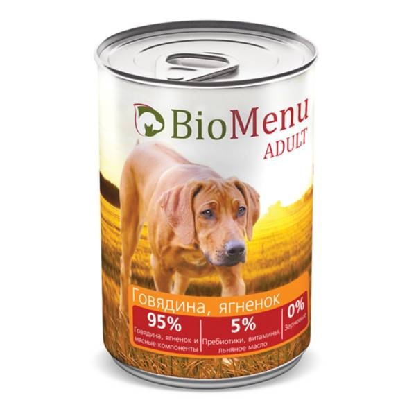 BioMenu Adult влажный корм для взрослых собак с говядиной и ягненком
