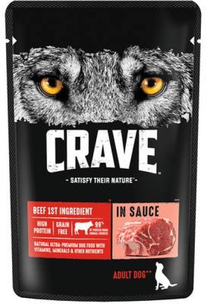 Crave корм консервированный полнорационный для взрослых собак всех пород с говядиной в соусе