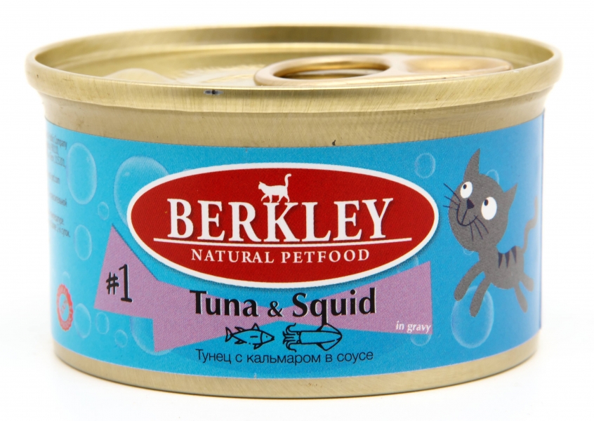BERKLEY № 1 консервированный корм для кошек нежные кусочки с кальмаром и тунцом