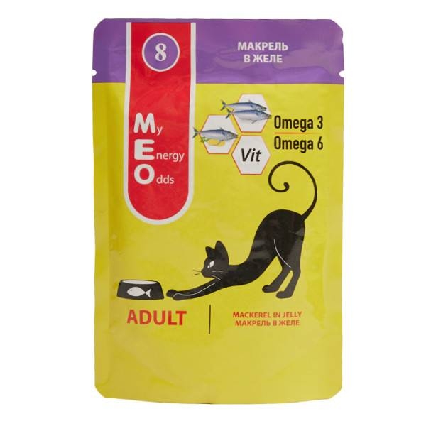 MEO влажный корм для взрослых кошек с макрелью в желе