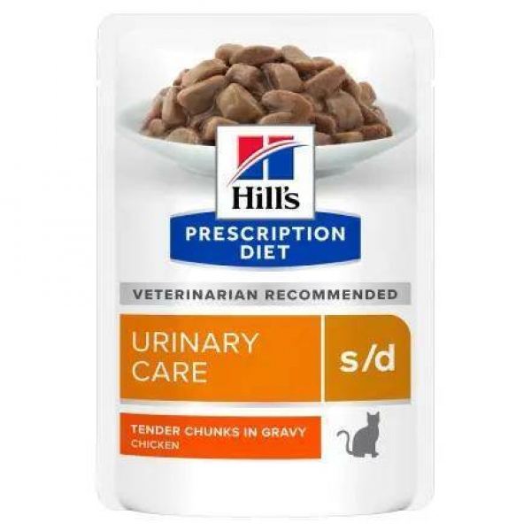 Hills Prescription Diet s/d Urinary Care диетический влажный корм для кошек для профилактики мочекаменной болезни (МКБ), с курицей