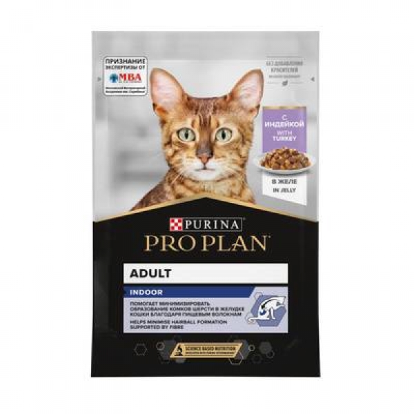 Purina Pro Plan влажный корм Nutri Savour для взрослых кошек, живущих дома, вкусные кусочки с индейкой, в желе