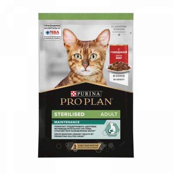 Purina Pro Plan Влажный корм Nutri Savour® для взрослых стерилизованных кошек и кастрированных котов, с говядиной в соусе