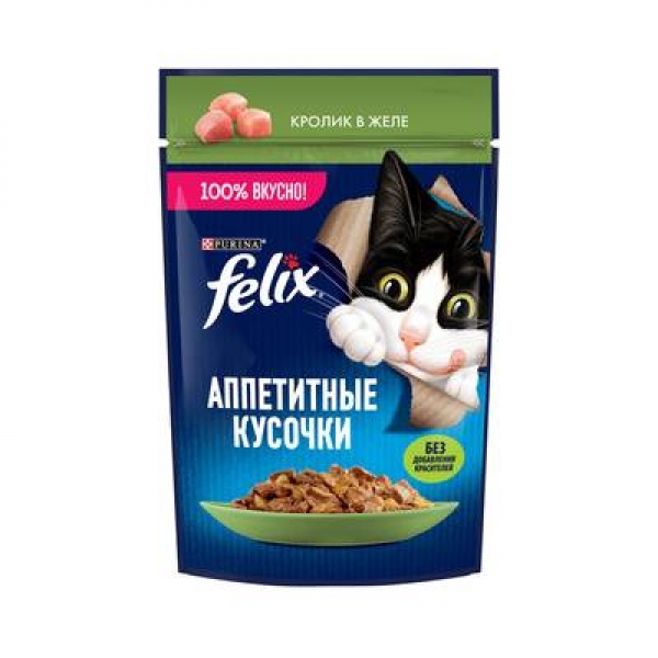 Felix влажный корм Аппетитные кусочки для взрослых кошек, с кроликом в желе