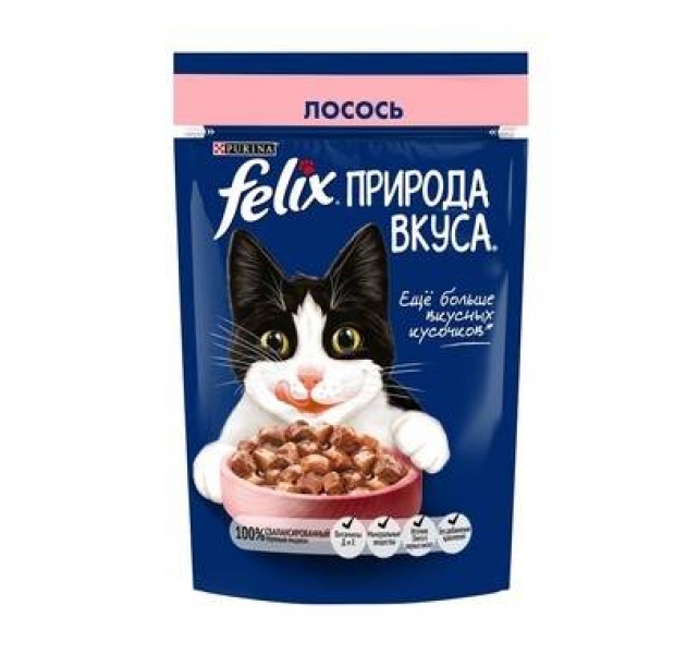 Felix влажный корм Природа вкуса для взрослых кошек, с лососем в соусе