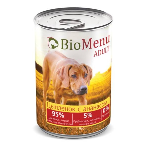 BioMenu Adult влажный корм для взрослых собак с цыпленком и ананасами